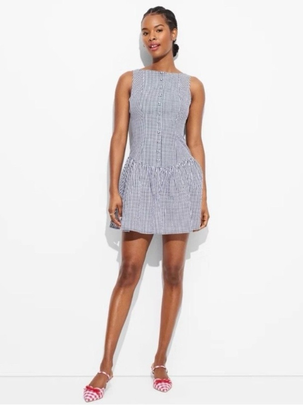 Wild Fable Sleeveless Gingham Button-Front Mini Dress